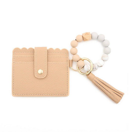LEATHER WALLET TASSEL KEYCHAIN BRACELET