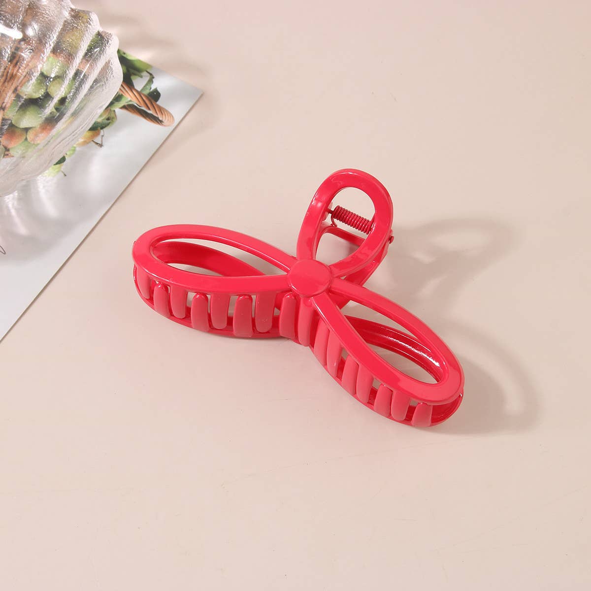 5.12" Glossy Resin Bow Hair Claw Clips for Women_CWAHA0486