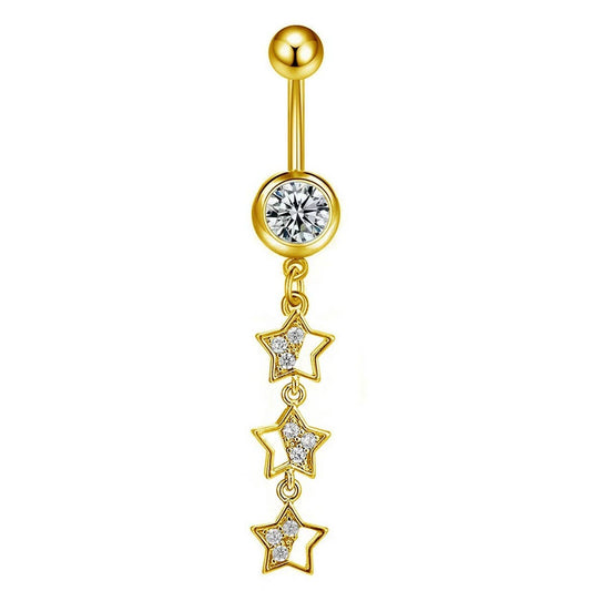 Star Dangle Belly Ring CZ Hypoallergenic Piercing_CWMM9311
