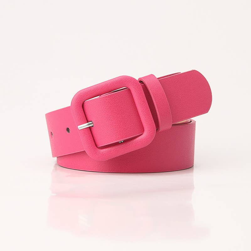 Square-buckle candy-colored versatile belt