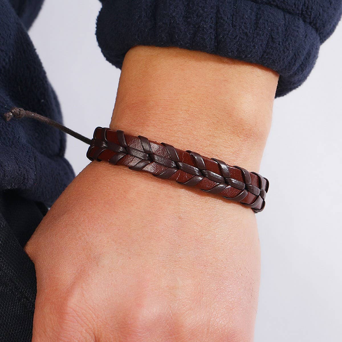 PERSONALIZED WOVEN VINTAGE LEATHER BRACELET_CWMM4463