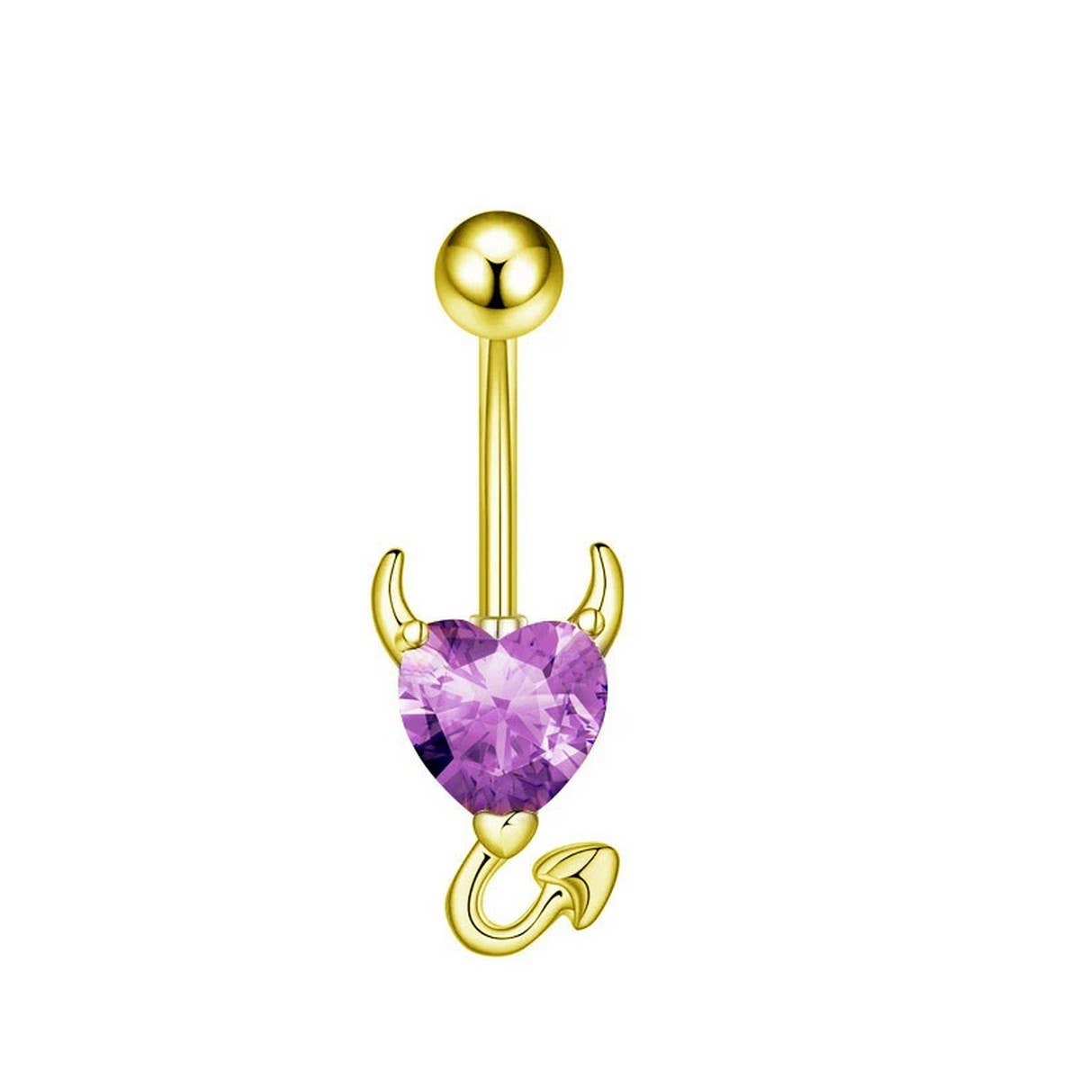 Piercing Belly Ring with CZ Devil Heart Charm_CWMM9230