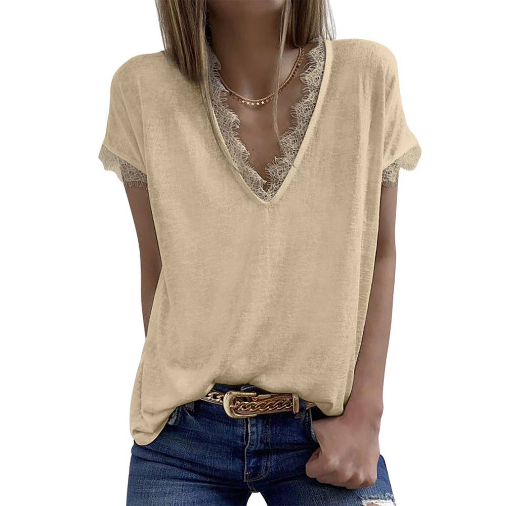 Sexy V-neck lace patchwork casual base