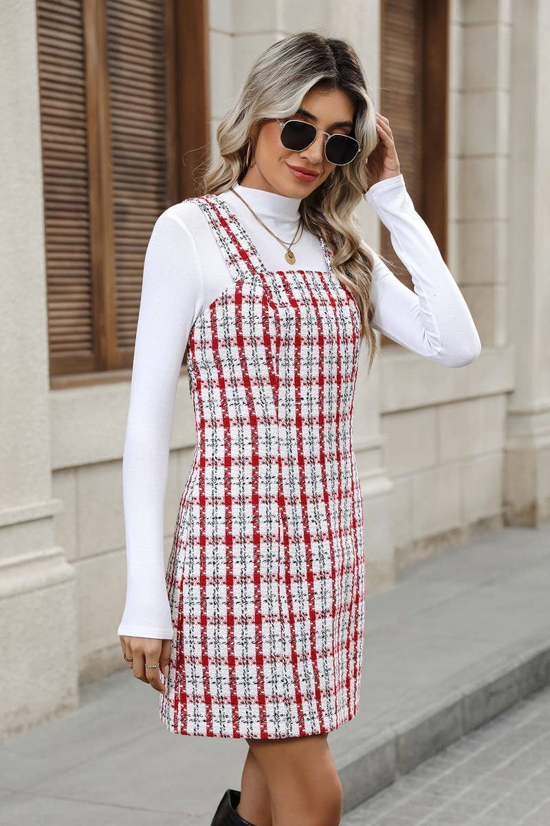 CWDSD10596_CHECK CHANEL-STYLE VEST DRESS