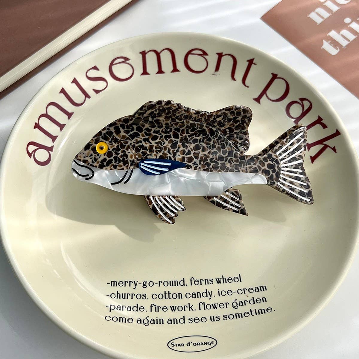 Grouper Fish Hair Claw, Ocean Style Acetate Clip