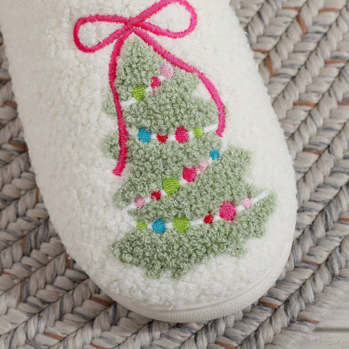 Cozy Christmas Bow Slippers Non-Slip Home Shoes_CWSHF00216