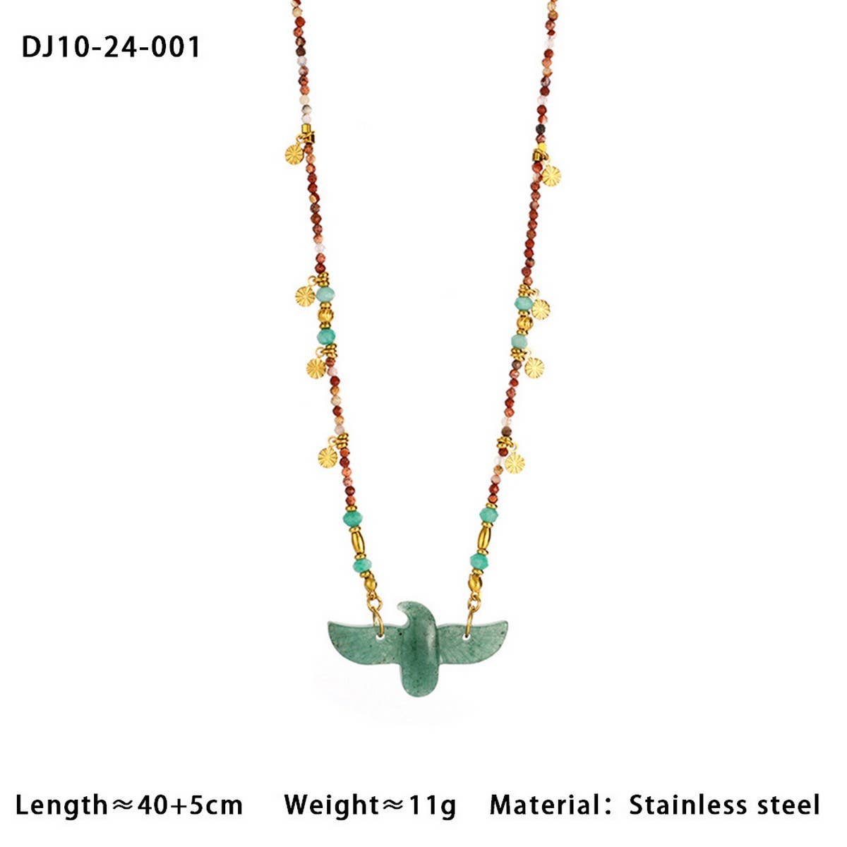 High-End Eagle Beaded Natural Stone Necklace