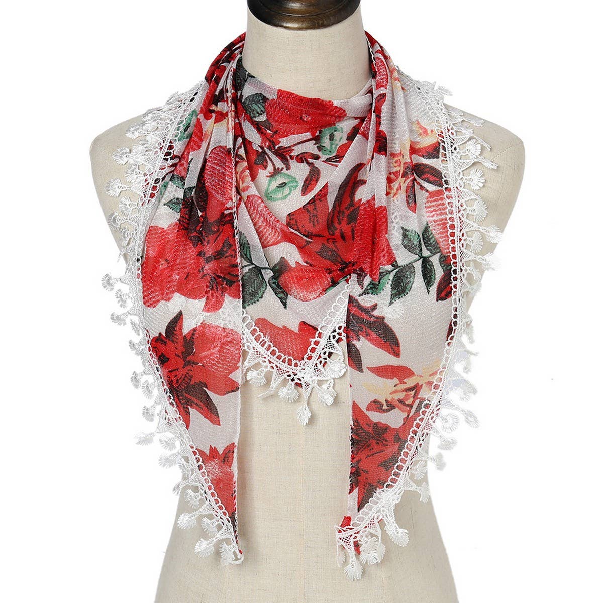 NEW LIGHT LUXURY LACE TRIANGLE SCARF SHAWL
