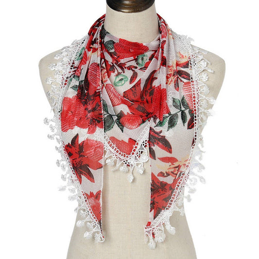 NEW LIGHT LUXURY LACE TRIANGLE SCARF SHAWL