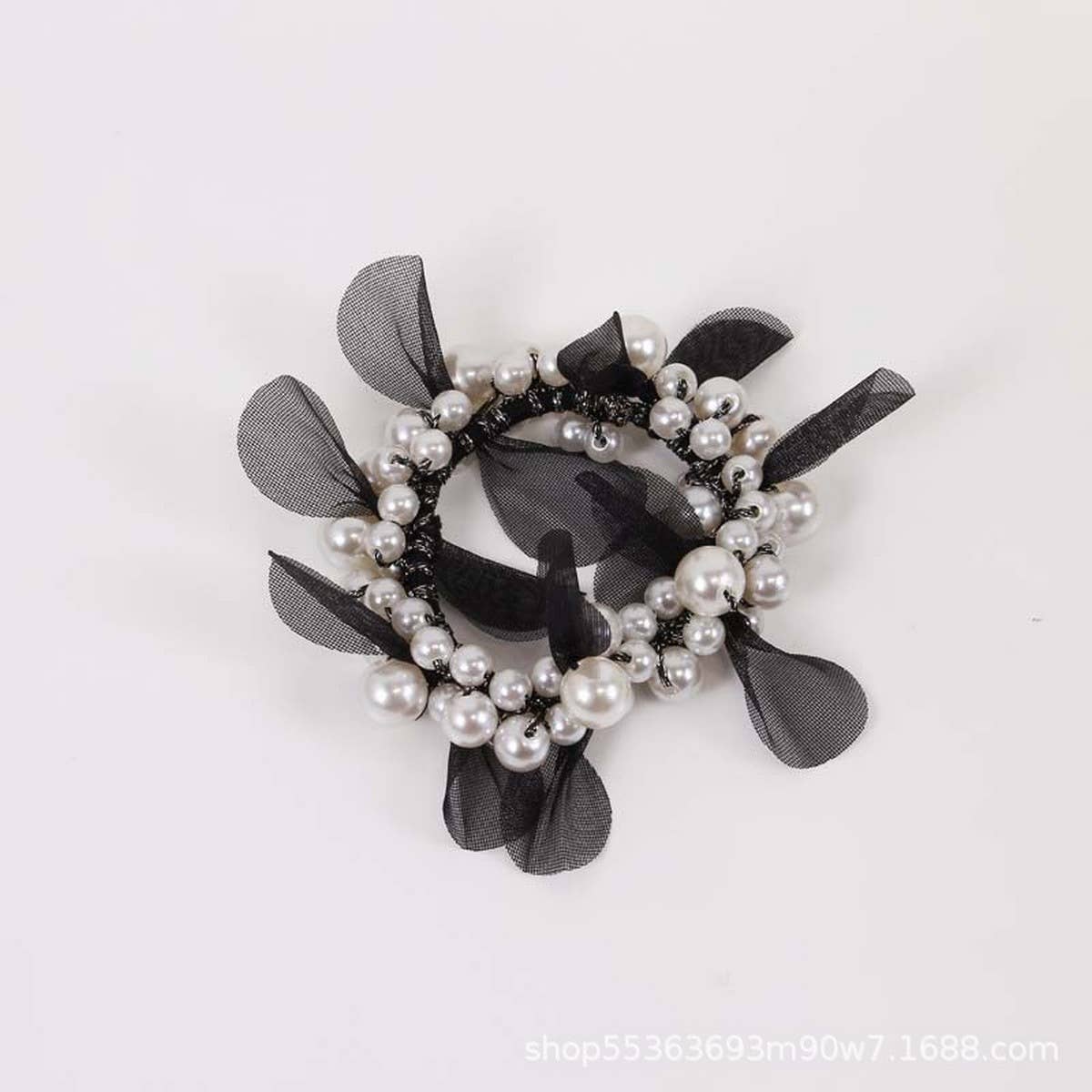 Elegant Lace Pearl Hair Tie Bun Ponytail Band