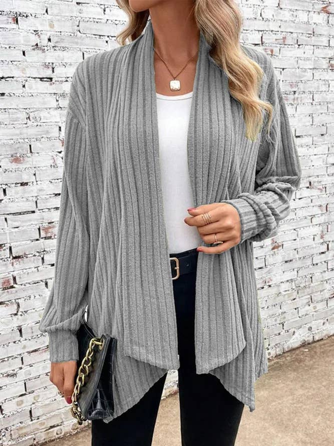 SOLID COLOR LOOSE UNBUTTONED CARDIGAN JACKET