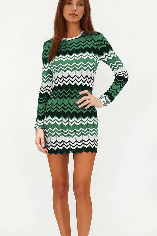 CWDSD8954_COLORBLOCK WAVE KNIT STRIPED SWEATER DRESS