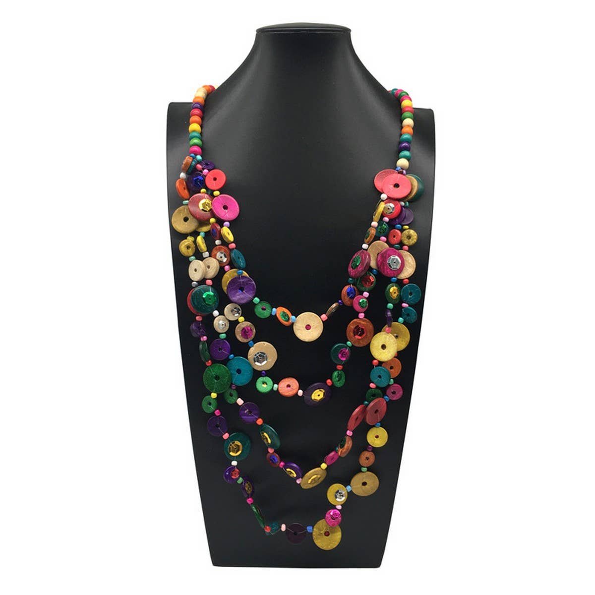 BOHEMIAN COCONUT SHELL SEQUIN LONG NECKLACE_CWMM4554