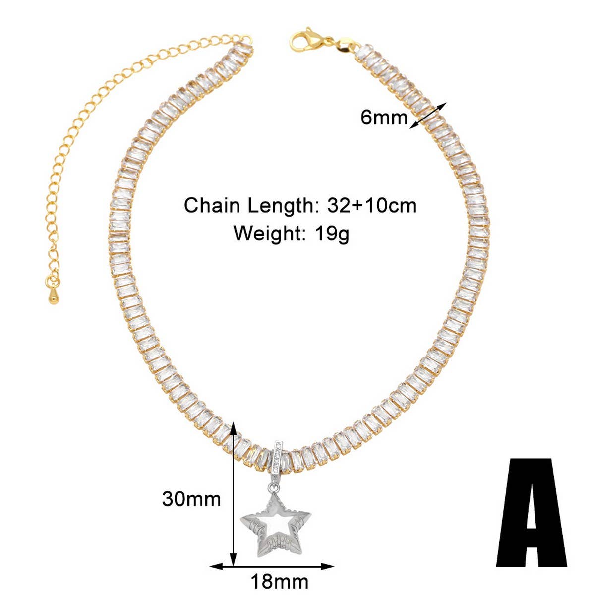 GOLD PLATED STAR SHAPED LOVE PENDANT NECKLACE