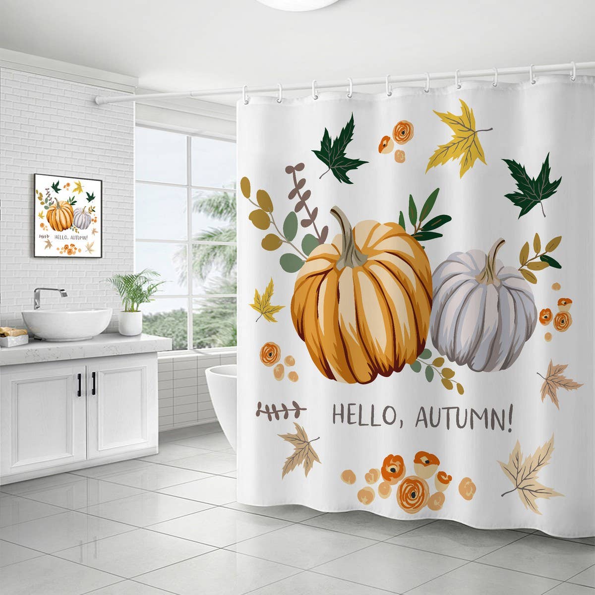 HARVEST PUMPKIN SERIES SHOWER CURTAIN