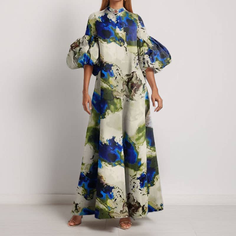 LOOSE PRINTED AND PAINTED SKIRT DRESS