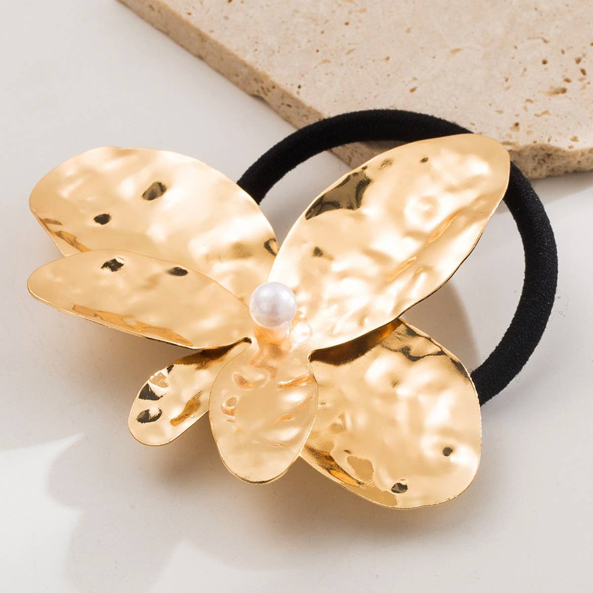 Metal Flower Ponytail Holder ? Sweet & Stretchy