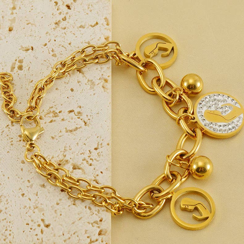 Stainless steel hollowed out girl bracelet