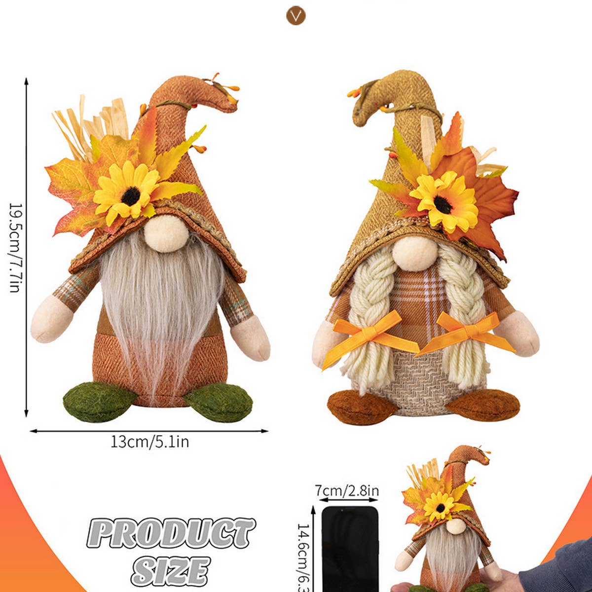 THANKSGIVING FACELESS DOLL DWARF ORNAMENTS