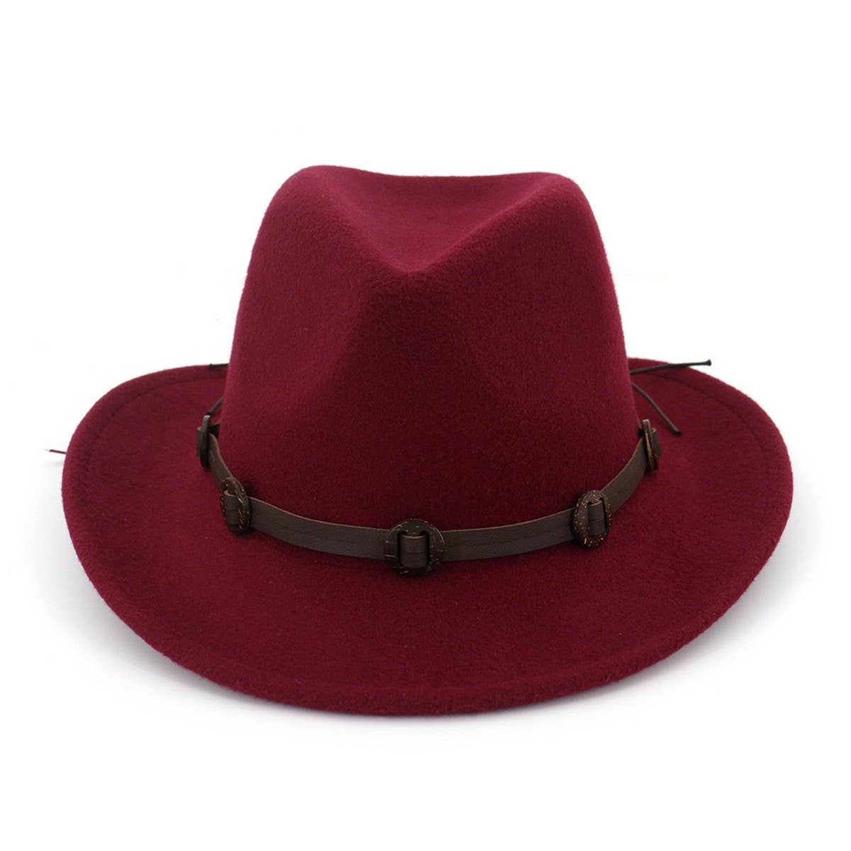 Coconut Shell Trim Felt Western Cowboy Hat_CWAH1785