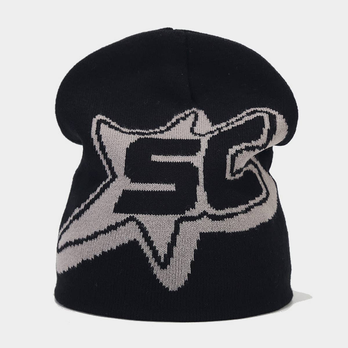 CASUAL LETTER STAR JACQUARD KNITTED HAT_CWAH1589