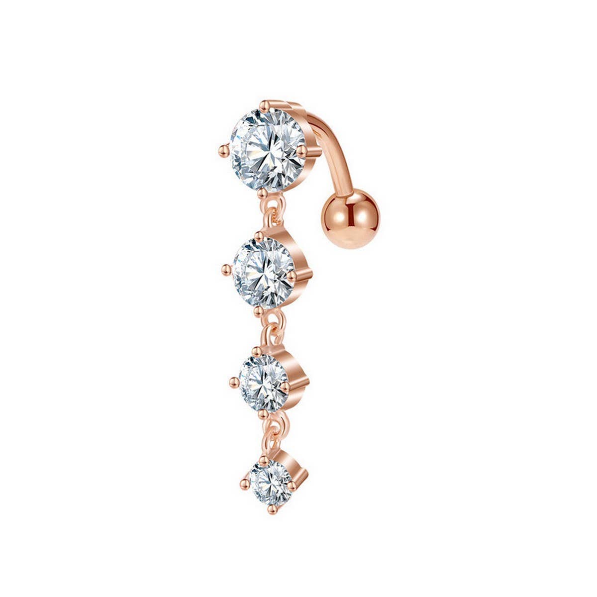 4 Zircon Stainless Steel Reversible Belly Ring_CWMM9458