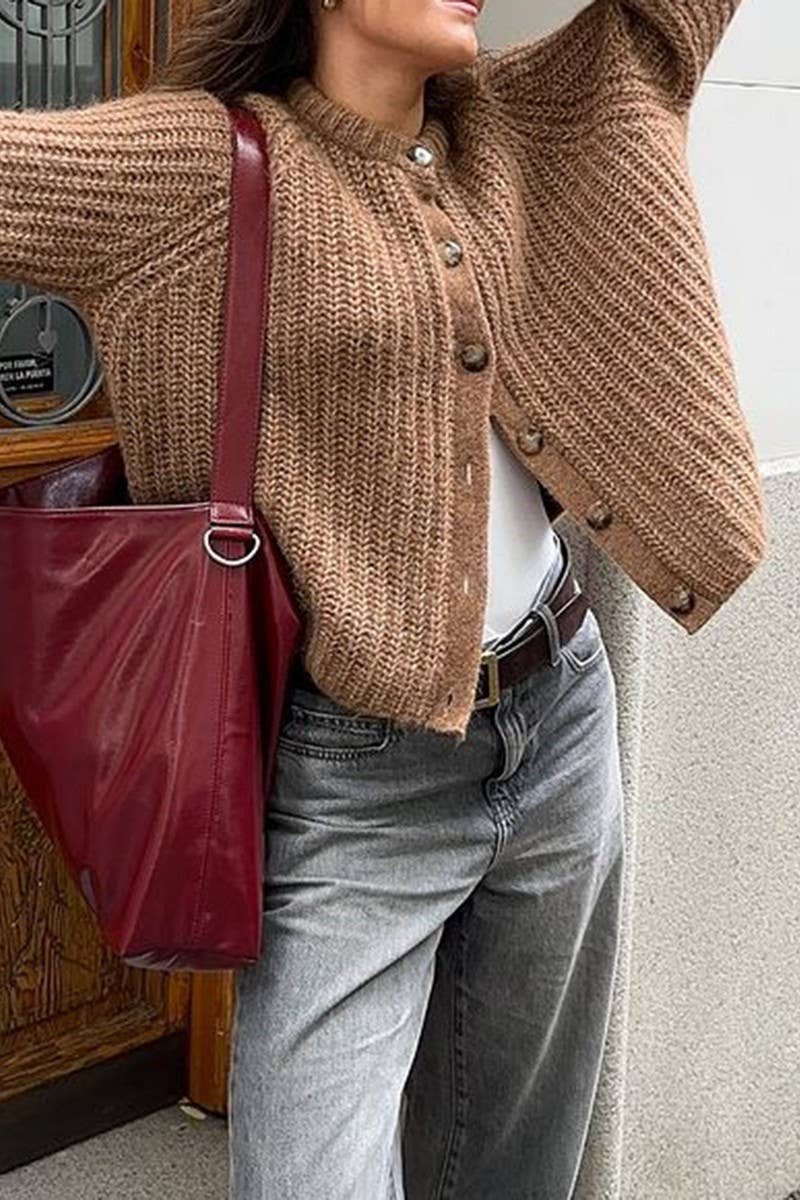 CWOCAL00749_CASUAL SIMPLE BUTTON LONG SLEEVE SHIRT SWEATER