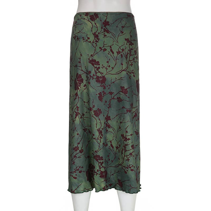 Fit Ink Print High Waist Slimming A-Line Skirt