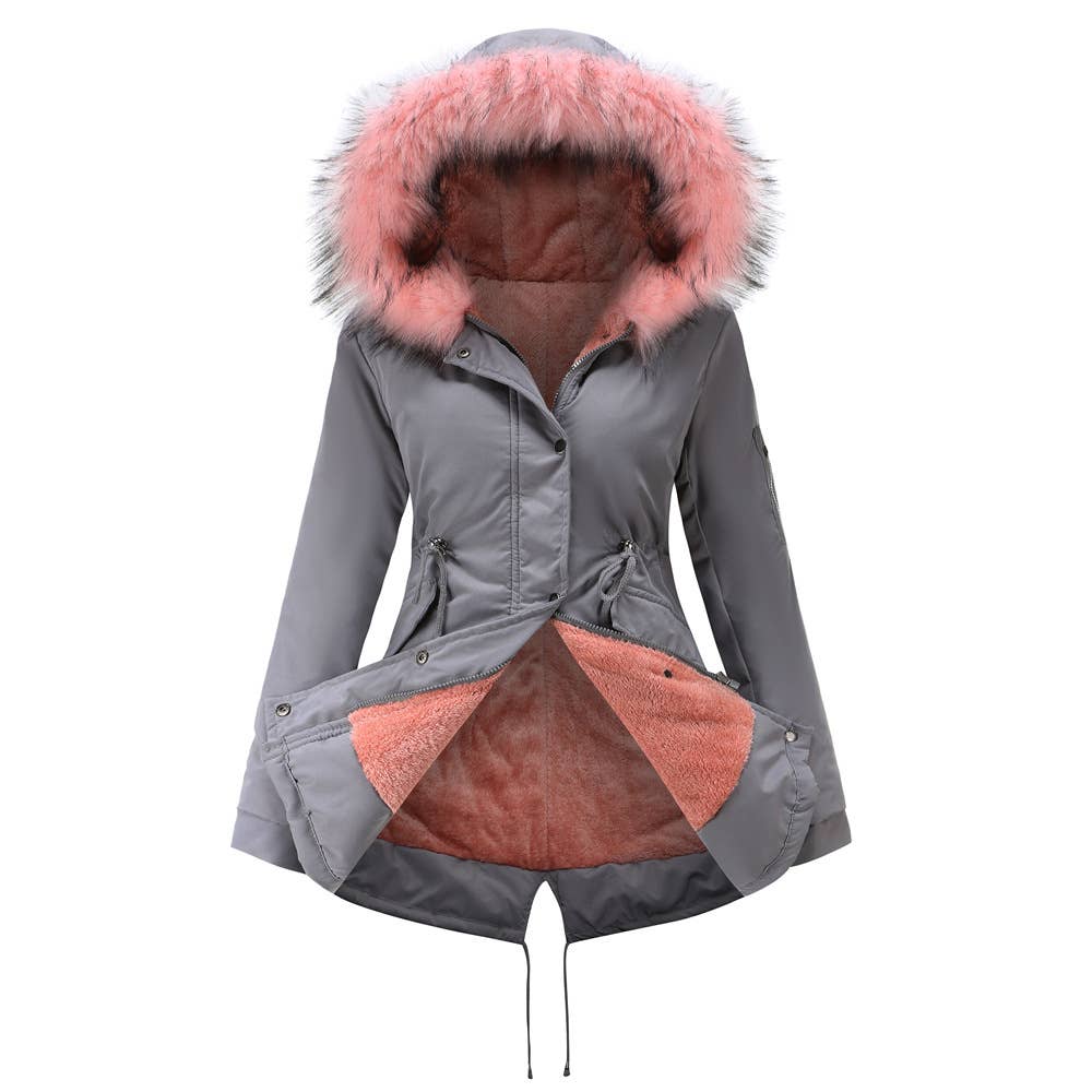 HOODED WARM PADDED JACKET WITH FLEECE