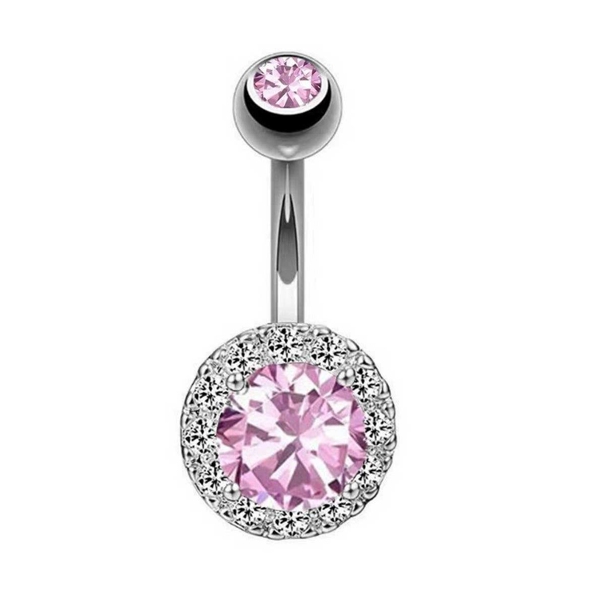 Elegant CZ Crystal Belly Ring Stainless Steel