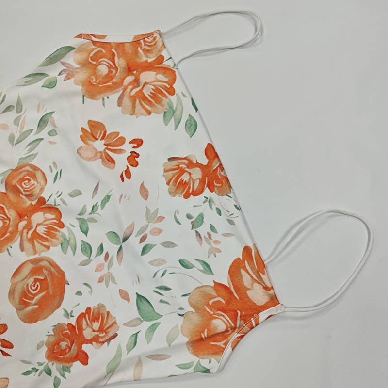 Printed halter dress that covers the buttocks