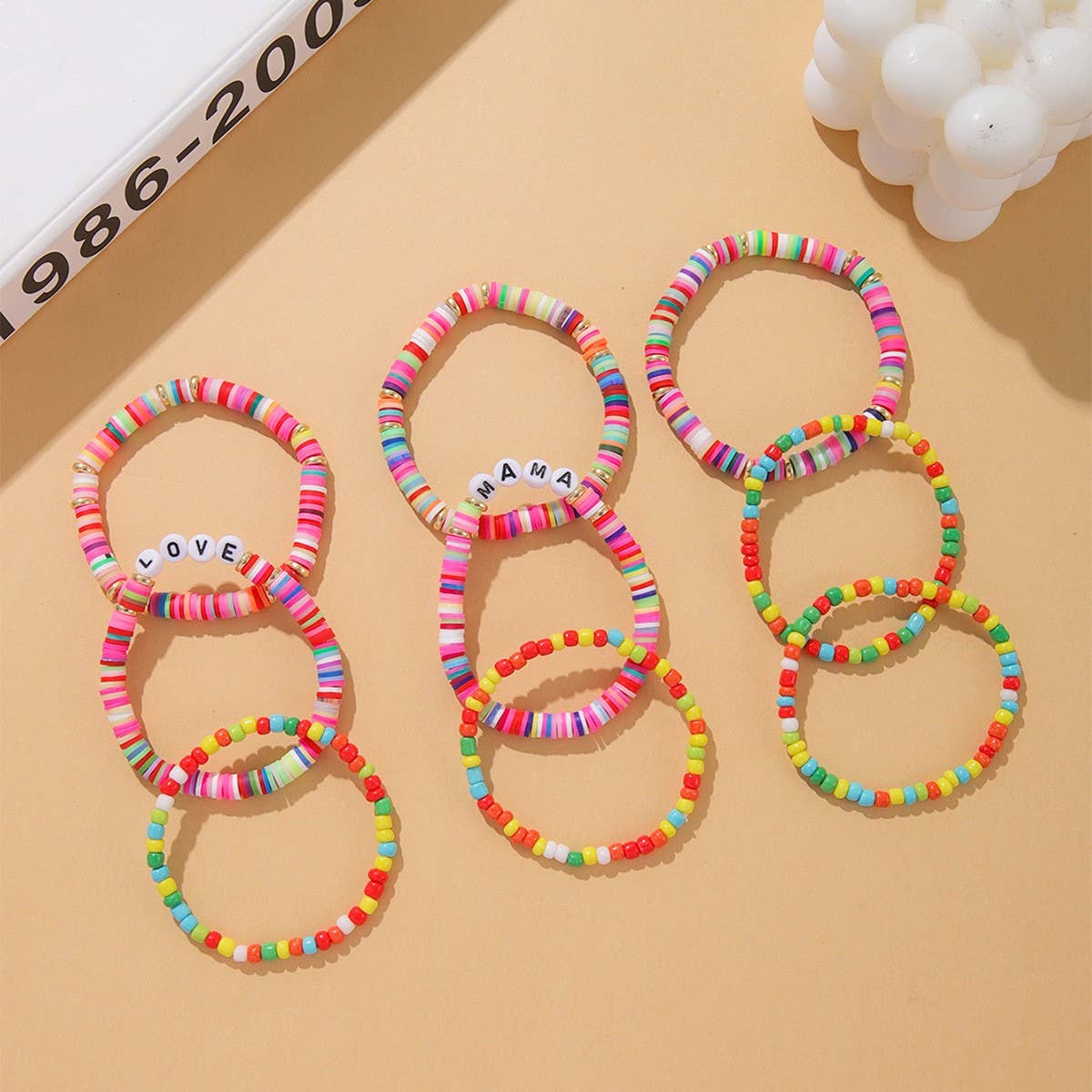 FASHION BEADED ENGLISH LETTER STACKED BRACELET SET_CWMM3541