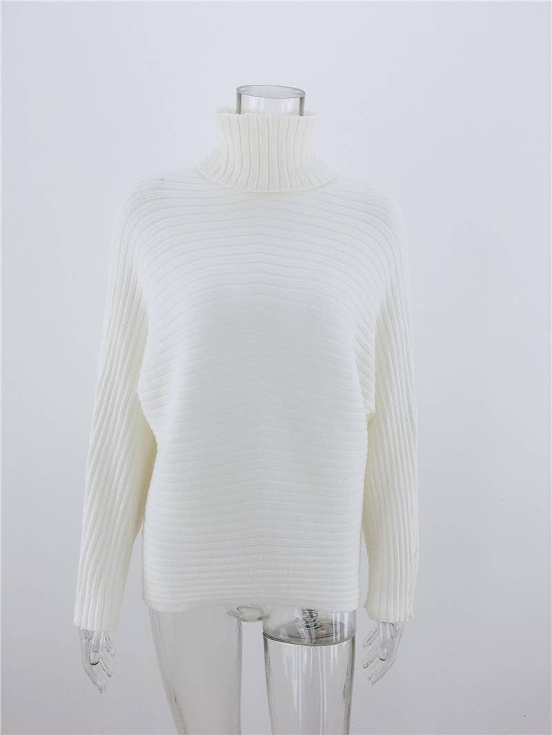STYLISH LOOSE-FITTING SOLID TURTLENECK SWEATER
