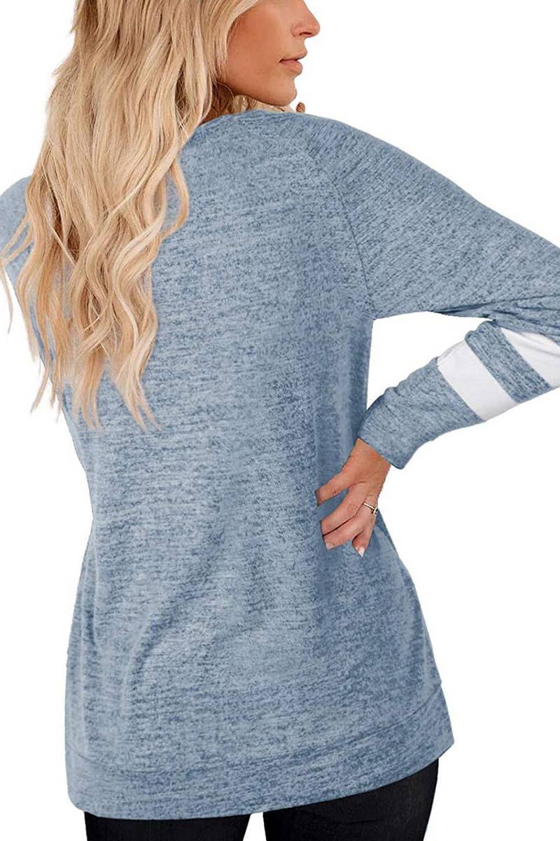 WOMEN OVERSIZED BOYFRIEND V NECK PULLOVER_CWTSTL0303