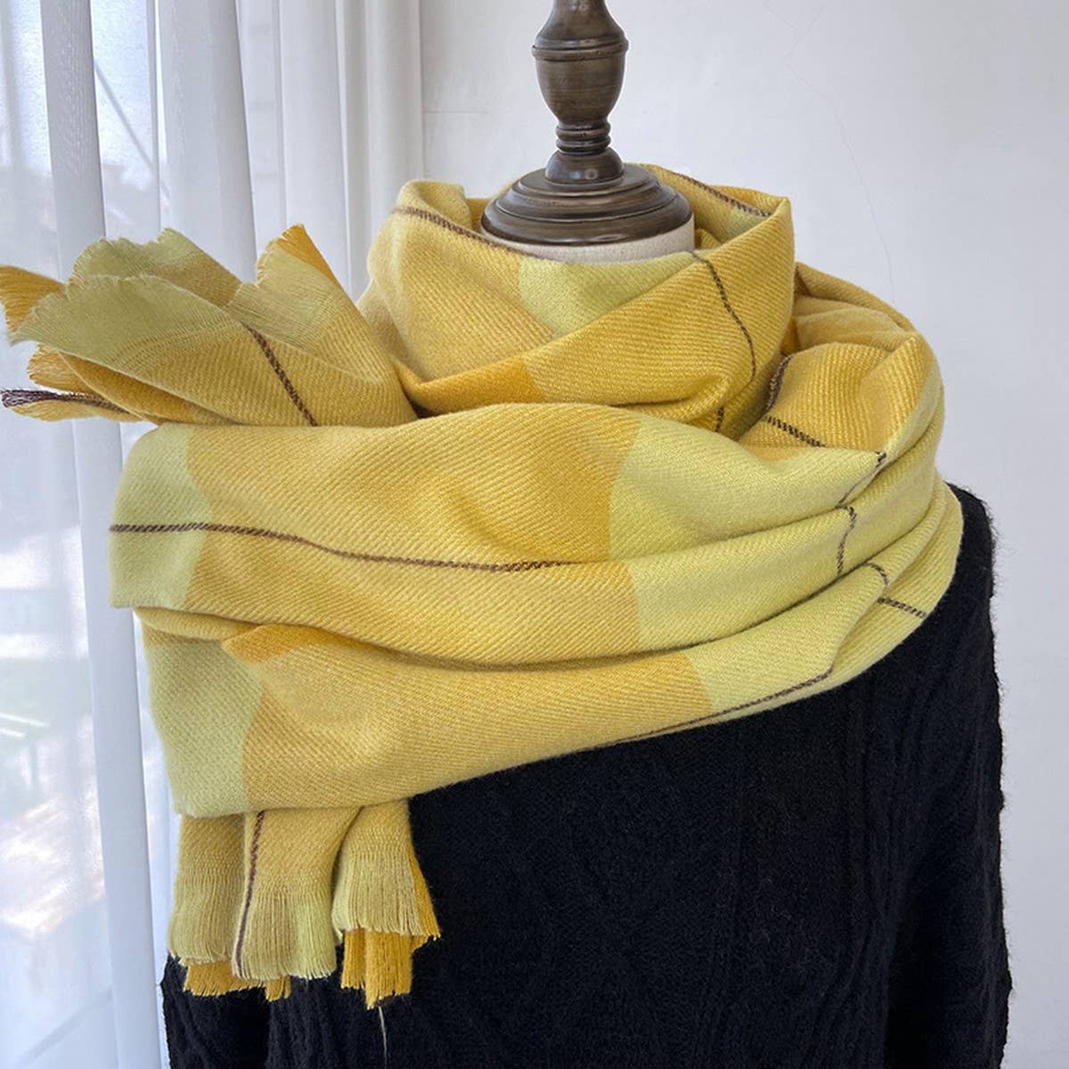 Vintage Plaid Scarf ? Long Faux Cashmere Wrap