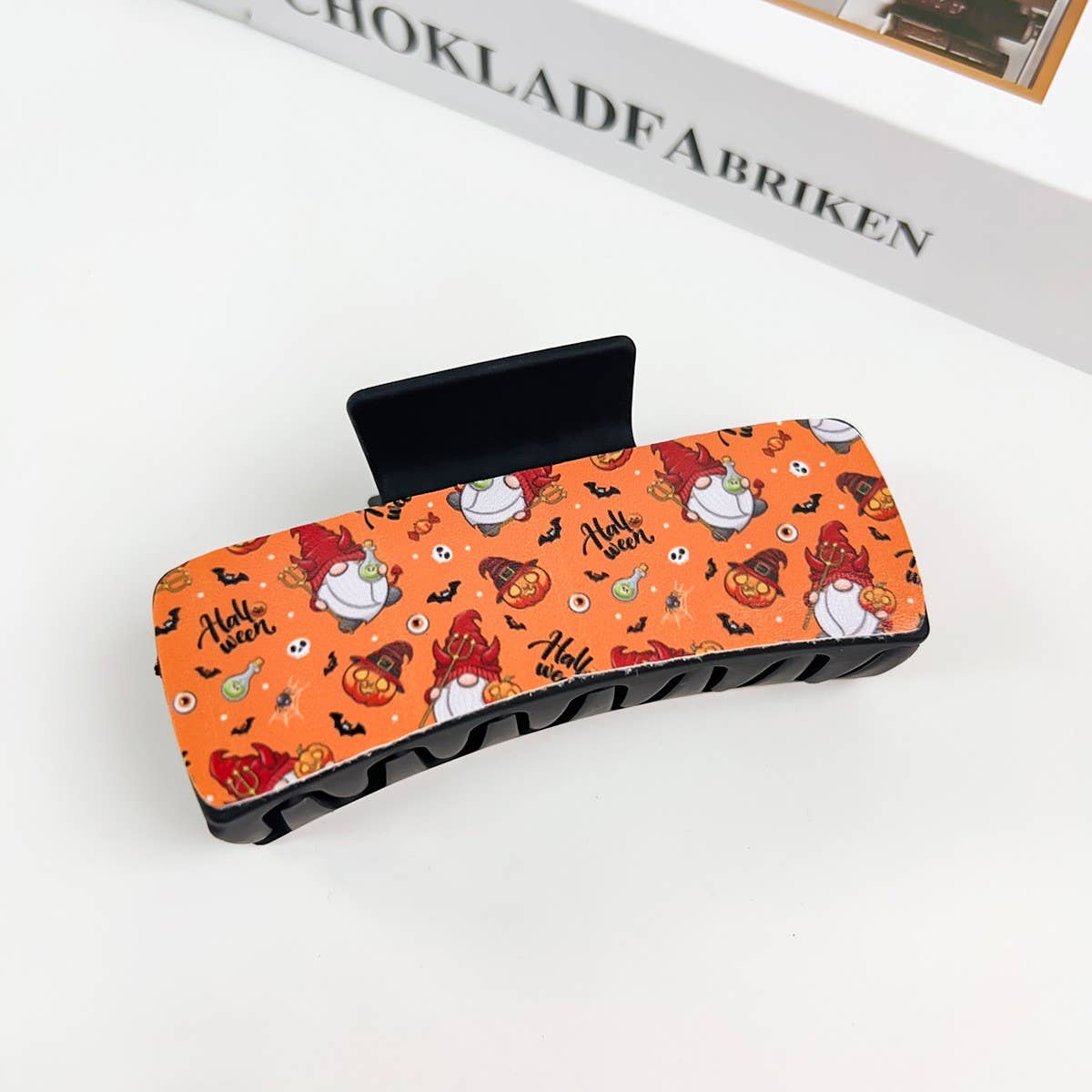 Gothic Halloween Claw Clip, Pumpkin & Ghost Design_CWAHA1443