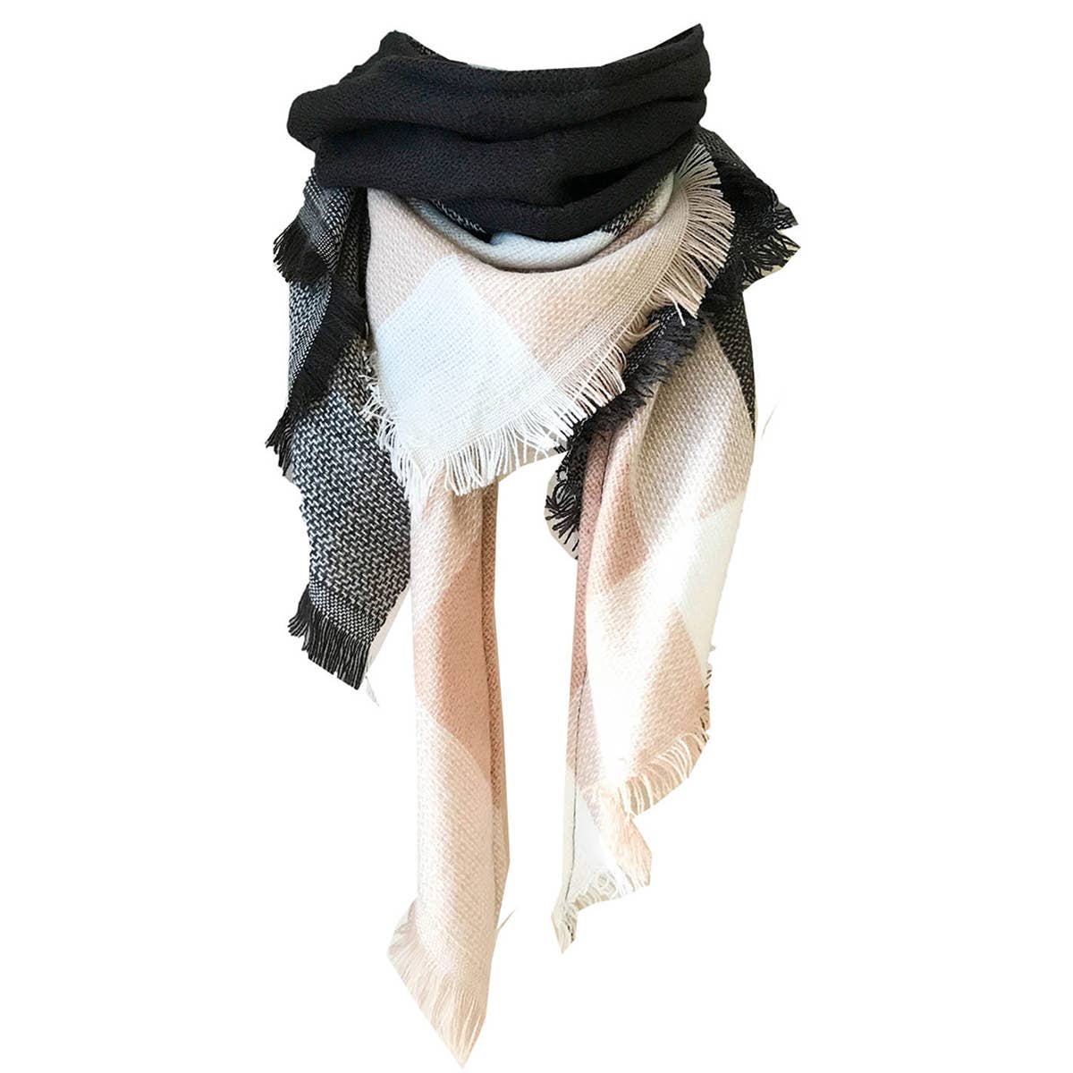 Rainbow Plaid Scarf ??Triangle Winter Shawl_CWASC0116