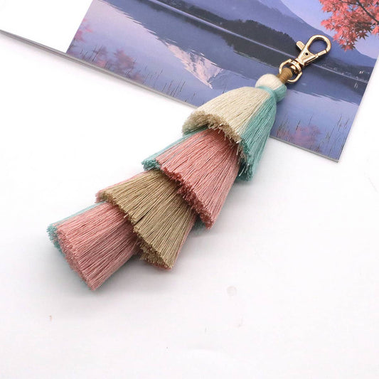 MIXED COLOR TASSEL PENDANT KEYCHAIN