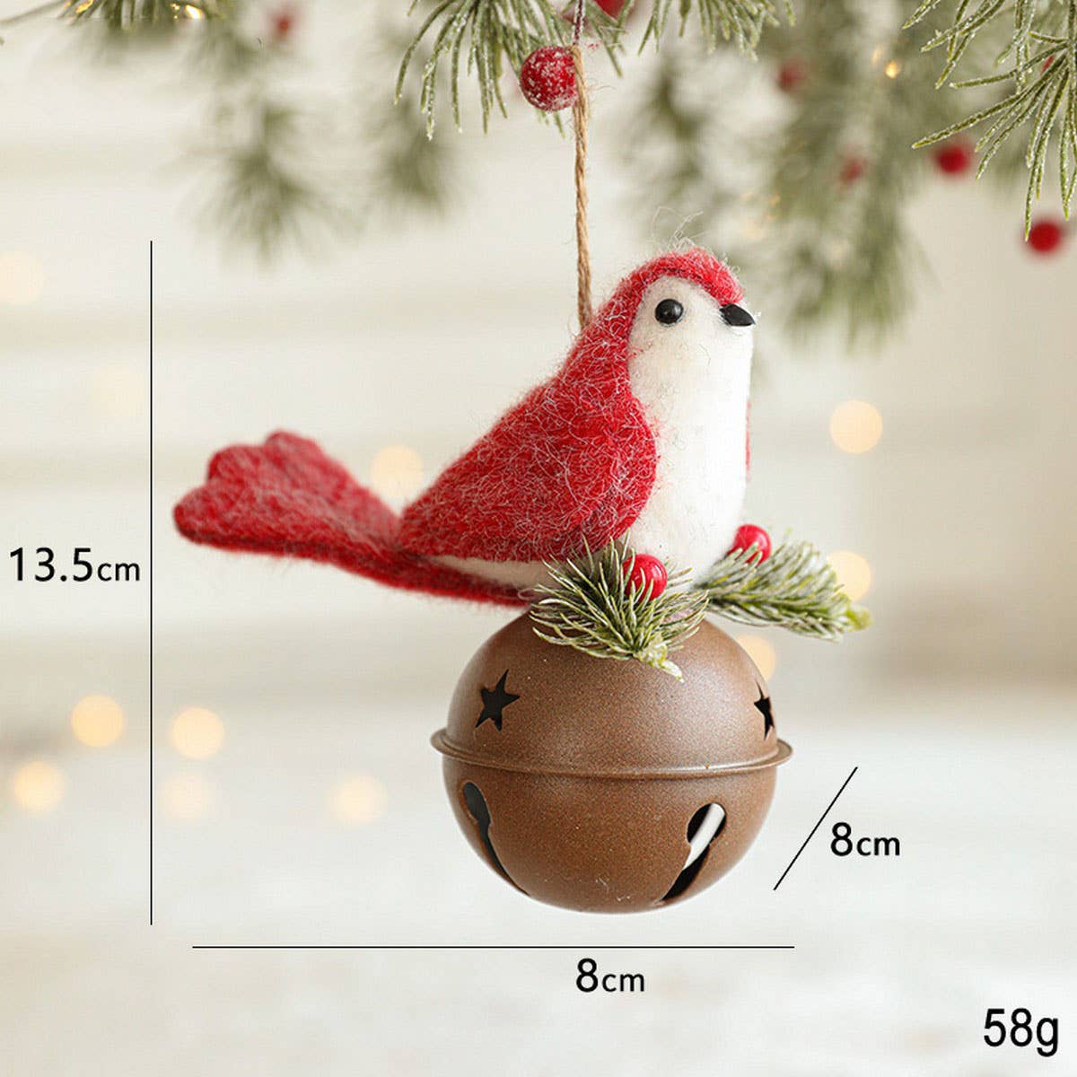 Red Felt Bird Santa Christmas Tree Hanging_CWMM9679