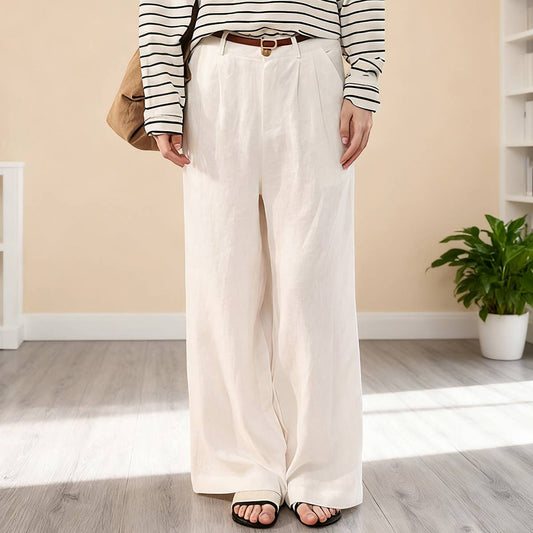 High-end and versatile linen straight-leg pants