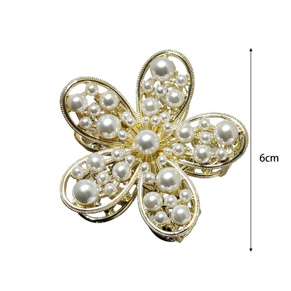PEARL FLOWER METAL GOLD HAIR CLAW CLIP_CWAHA0620