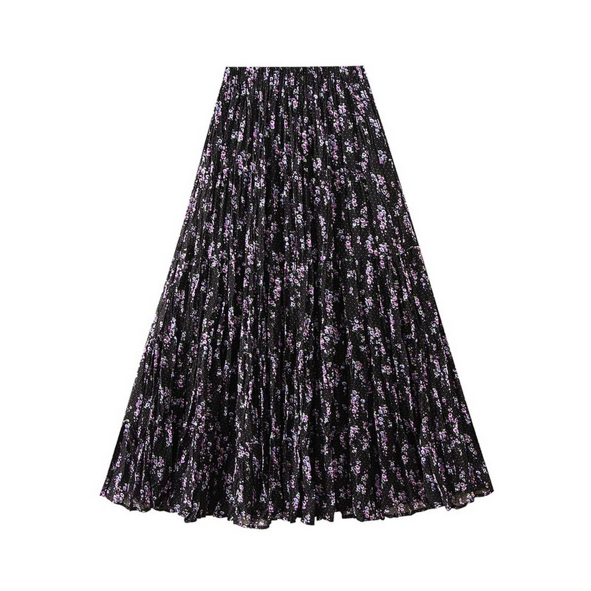 Vintage Floral High-Waist A-Line Flared Skirt