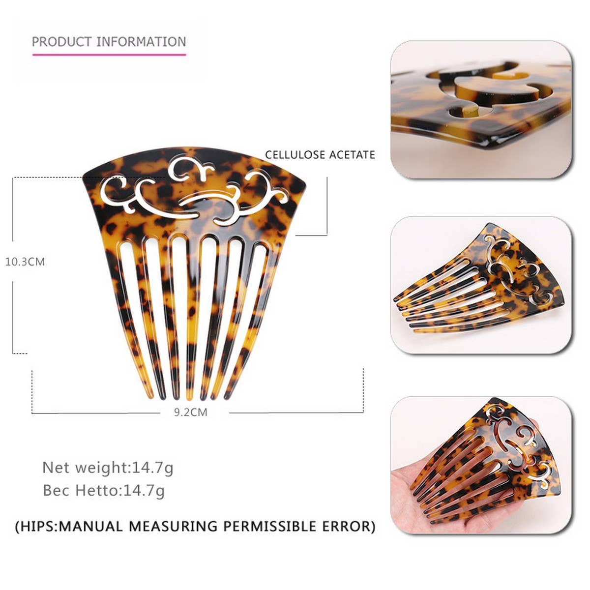 SEVEN-TOOTH ACETATE COMB HAIR ACCESSORIES