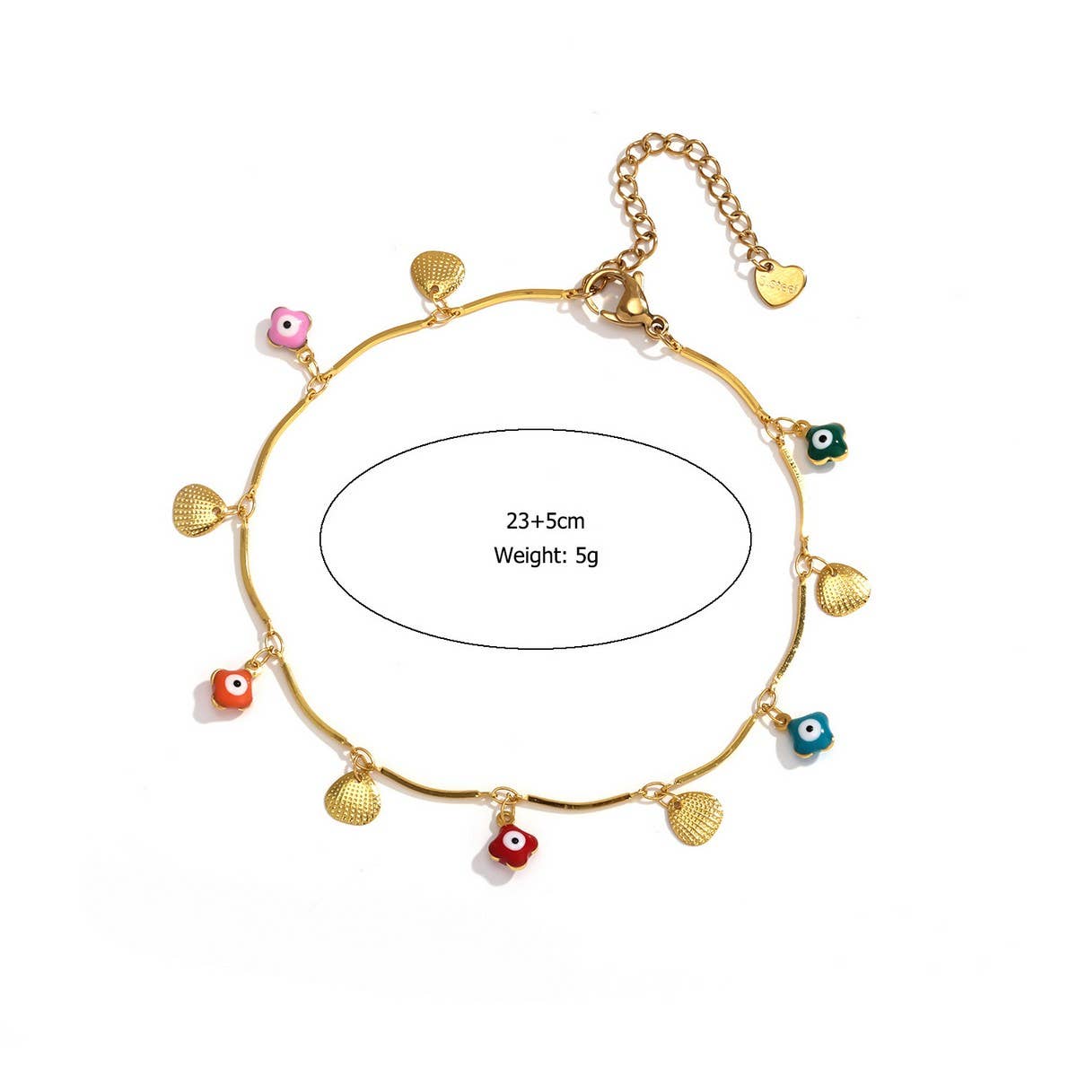 Beach Anklet with Cherry, Shell & Star Charms_CWAJE4609