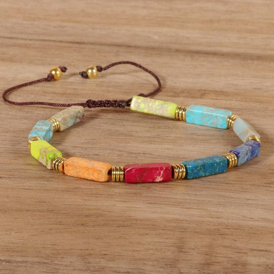 COLORFUL RECTANGULAR BEADS YOGA BRAIDED BRACELET