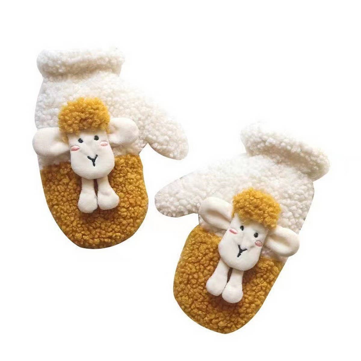 CARTOON LAMB WOOL WINTER WARM HALTER GLOVES_CWAG0185
