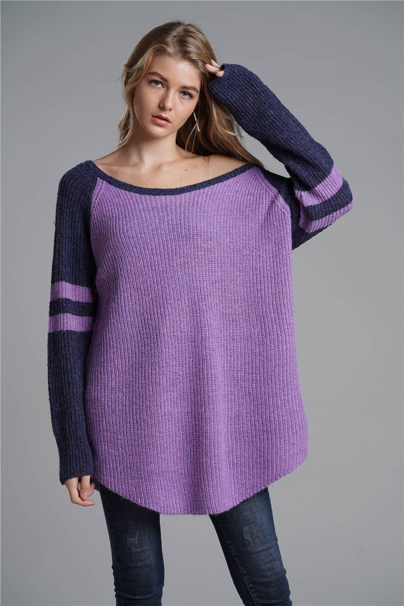ALL-IN-ONE LONG LOOSE SOLID PULLOVER SWEATER