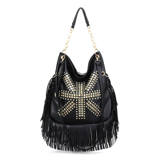 WOMEN RIVET SOFT LEATHER PORTABLE SHOULDER BAG_CWAB0785