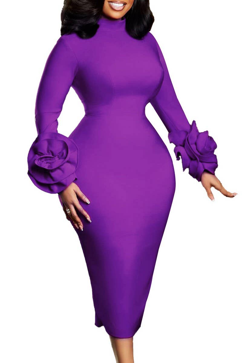 CWDMD01271_2025 ELEGANT FLORAL  HIGH NECK DRESS