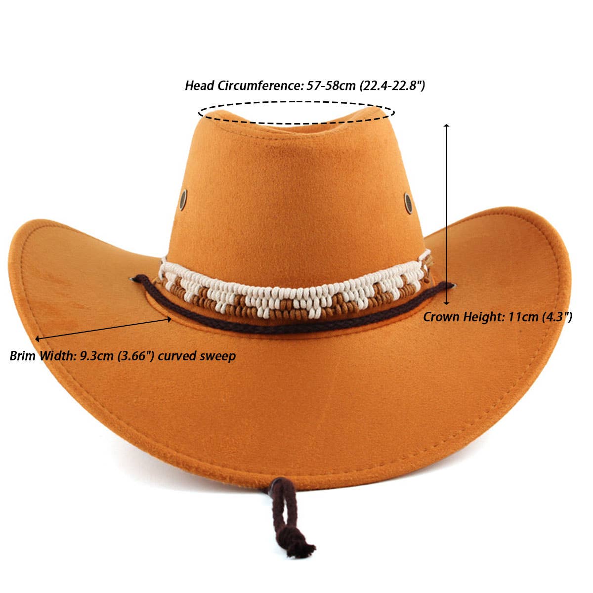 Fall Winter Windproof Wide Brim Western Cowboy Hat_CWAH1890